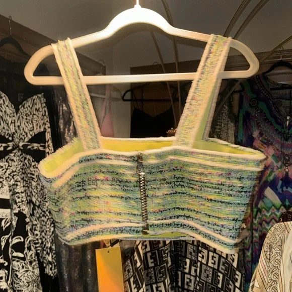Le Superbe Tweed crop Top Zipper Back, Le Superbe Beach Tweed Crop Top